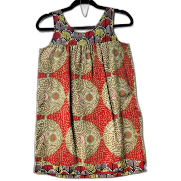 Aqua 100% Silk Boho Geometric Print Sleeveless Scoop Neck Shift Mini Dress XS - Picture 4 of 10